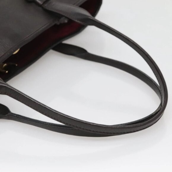 LOEWE Heritage Tote Bag Leather Dark Brown Gold Auth 142015 - Picture 8 of 14